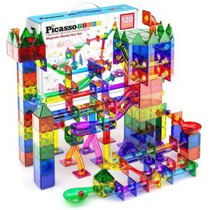PICASSO-TILES Marble Run Magnetic Tiles Kids 120PCS Construction Magnet NEW